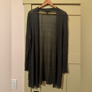 Eileen Fisher L Gray Crepe Open Front Cardigan